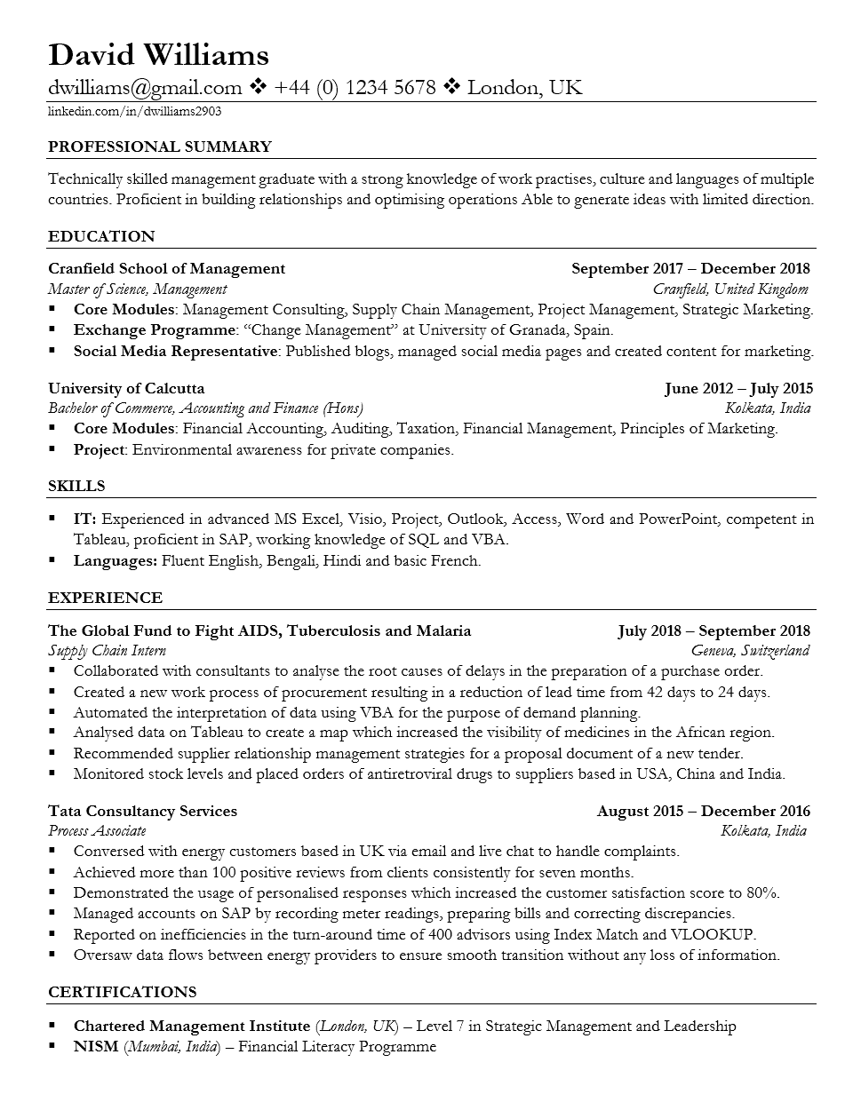 Sample of a detailed, text-heavy resume