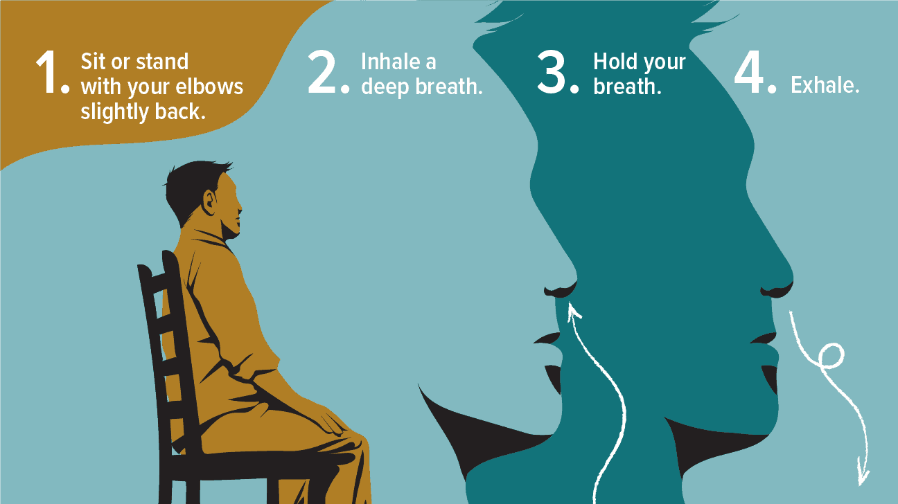 graphic showing how to stay calm with deep breathing